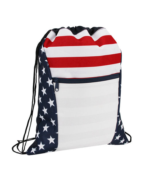 Custom Embroidered Liberty Bags OAD Americana Drawstring Bag