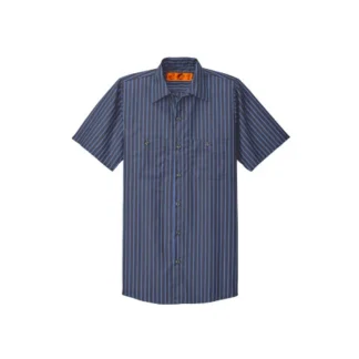 Custom Embroidered Red Kap® Short Sleeve Striped Industrial Work Shirt